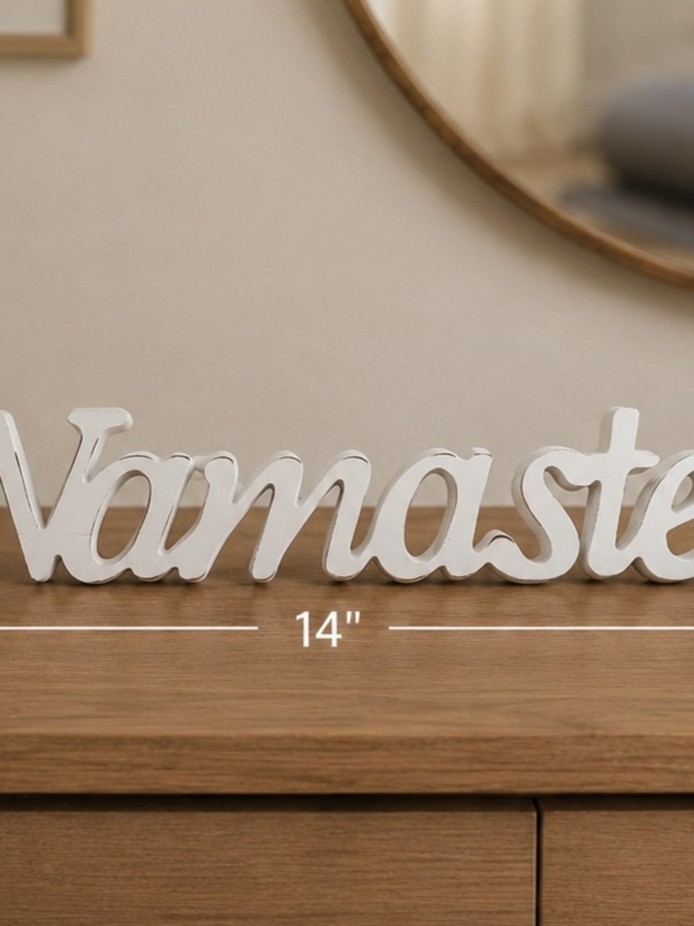 Namaste Tabletop Wooden Sign White Cursive Yoga Room Decor Peace Distressed Wood